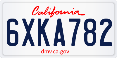 CA license plate 6XKA782