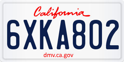 CA license plate 6XKA802
