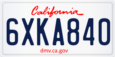 CA license plate 6XKA840