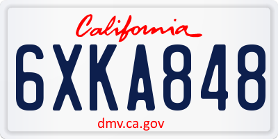CA license plate 6XKA848