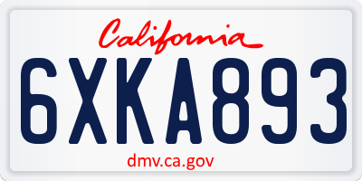 CA license plate 6XKA893