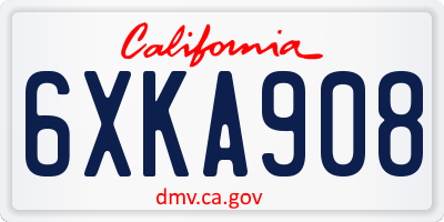 CA license plate 6XKA908