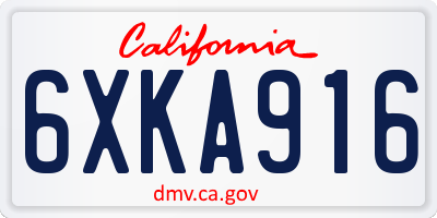 CA license plate 6XKA916