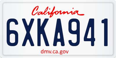 CA license plate 6XKA941
