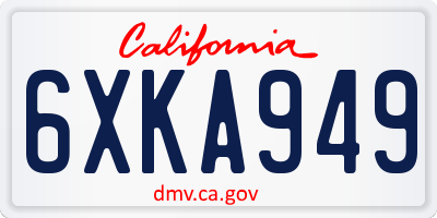 CA license plate 6XKA949