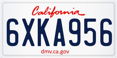 CA license plate 6XKA956