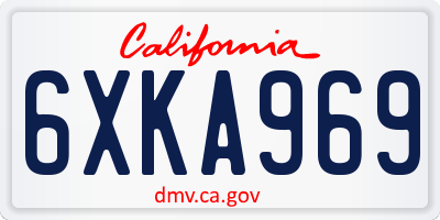 CA license plate 6XKA969