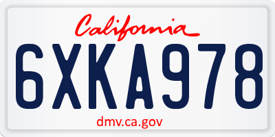 CA license plate 6XKA978