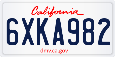 CA license plate 6XKA982