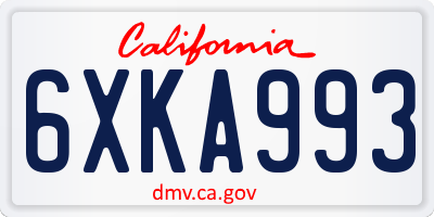 CA license plate 6XKA993