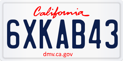 CA license plate 6XKAB43