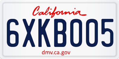CA license plate 6XKB005