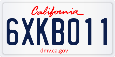 CA license plate 6XKB011