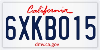 CA license plate 6XKB015