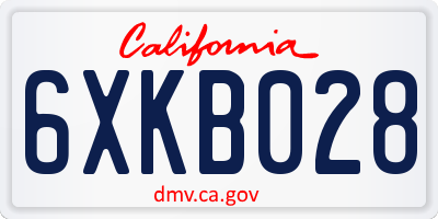 CA license plate 6XKB028