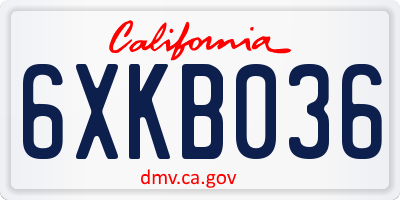 CA license plate 6XKB036