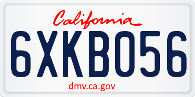 CA license plate 6XKB056