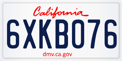 CA license plate 6XKB076