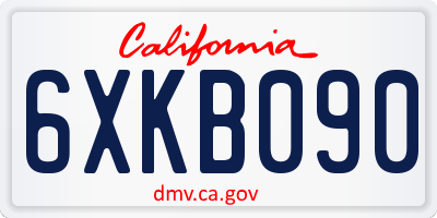 CA license plate 6XKB090