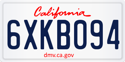 CA license plate 6XKB094