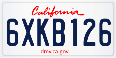 CA license plate 6XKB126