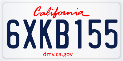 CA license plate 6XKB155