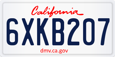 CA license plate 6XKB207