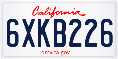 CA license plate 6XKB226