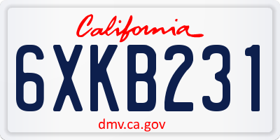 CA license plate 6XKB231