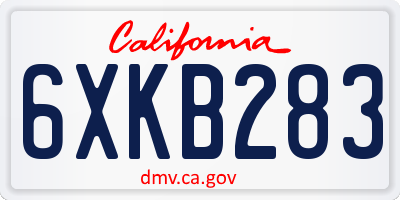 CA license plate 6XKB283