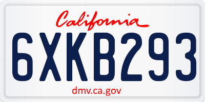 CA license plate 6XKB293