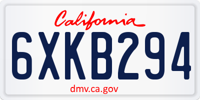 CA license plate 6XKB294