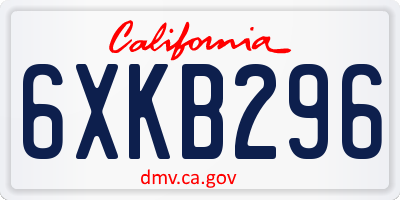 CA license plate 6XKB296