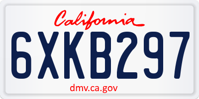 CA license plate 6XKB297