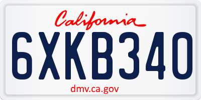 CA license plate 6XKB340