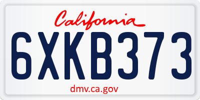 CA license plate 6XKB373