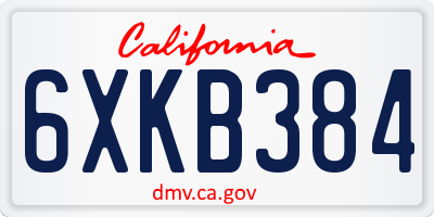 CA license plate 6XKB384