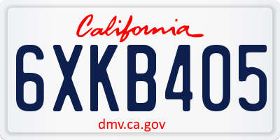 CA license plate 6XKB405