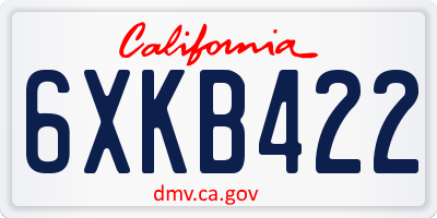 CA license plate 6XKB422