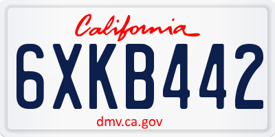 CA license plate 6XKB442