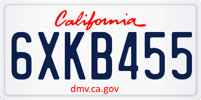 CA license plate 6XKB455