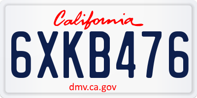 CA license plate 6XKB476