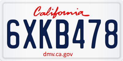 CA license plate 6XKB478