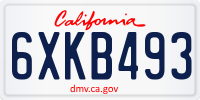 CA license plate 6XKB493