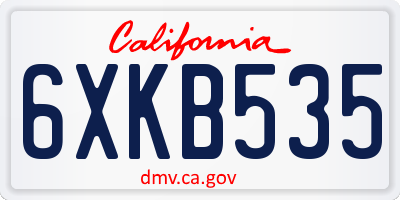 CA license plate 6XKB535