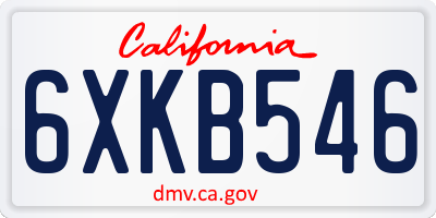 CA license plate 6XKB546