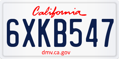CA license plate 6XKB547