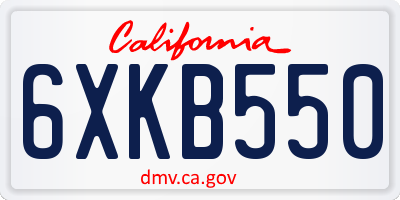 CA license plate 6XKB550