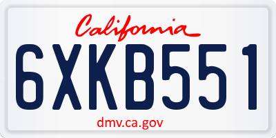 CA license plate 6XKB551