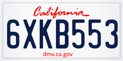 CA license plate 6XKB553